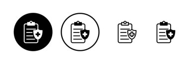 Tıbbi sigorta ikonu logosu tasarımı. Sağlık sigortası ve sembol