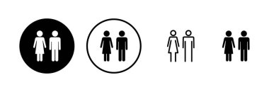 Erkek ve kadın simge logosu tasarımı. Erkek ve dişi işareti ve sembol. Kızlar ve oğlanlar