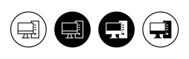 Uygulamalar ve web siteleri için bilgisayar simgesi. bilgisayar izleme işareti ve simgesi