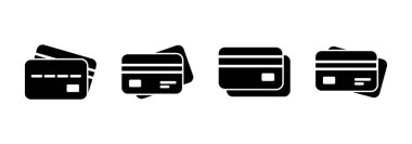 Kredi kartı simgesi logosu tasarımı. Kredi kartı ödeme imzası ve sembolü