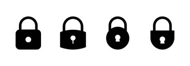 Simge logo tasarımını kilitle. Asma kilit işareti ve sembol. Şifreleme simgesi. Güvenlik sembolü