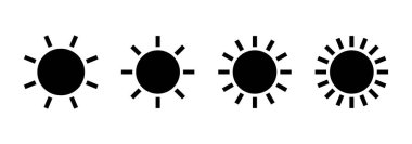 Güneş simgesi logosu tasarımı. Parlaklık işareti ve sembol