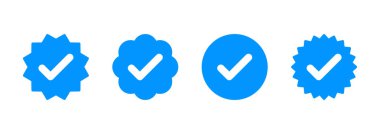 Doğrulanmış simge logosu tasarımı. Doğrulama işareti. onaylanmış simge