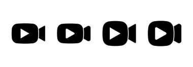Video simgesi logosu tasarımı. Video kamera işareti ve sembol. Film tabelası. Sinema