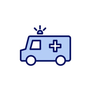 Ambulans simgesi vektörü. Ambulans kamyonu işareti ve sembol. Ambulans arabası