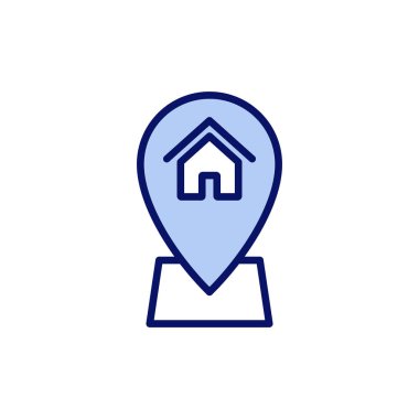 Adres simgesi vektörü. Ev işareti ve sembol. nokta