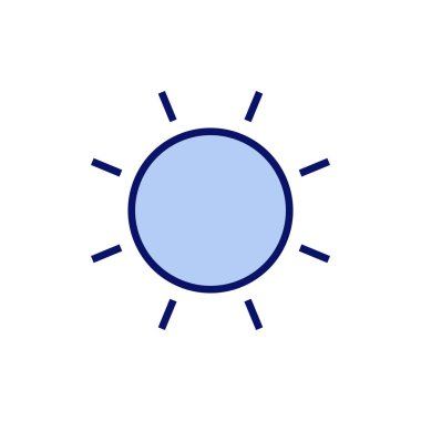 Güneş ikonu vektörü. Parlaklık işareti ve sembol