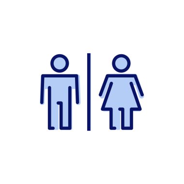 Tuvalet ikonu vektörü. Kızlar ve erkekler tuvaletleri imzalar ve simgeler. Banyo tabelası. wc, tuvalet