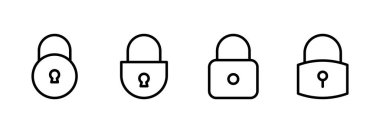 Simge logo tasarımını kilitle. Asma kilit işareti ve sembol. Şifreleme simgesi. Güvenlik sembolü