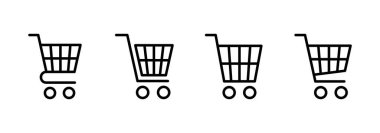 Alışveriş simgesi logosu tasarımı. Alışveriş arabası işareti ve sembol. Trolley simgesi