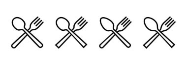 kaşık ve çatal simgesi logosu tasarımı. kaşık, çatal ve bıçak ikonu vektörü. Restoran işareti ve sembolü