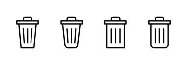 Çöp simgesi logosu tasarımı. Çöp kutusu simgesi. İşareti ve sembolü sil.