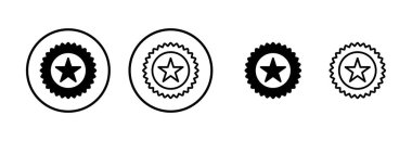 Rozet simgesi logosu tasarımı. Ödül ikon vektörü. İşaret ve sembollere ulaşın. Damga