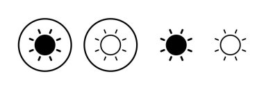 Güneş simgesi logosu tasarımı. Parlaklık işareti ve sembol