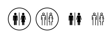 Tuvalet simgesi logosu tasarımı. Kızlar ve erkekler tuvaletleri imzalar ve simgeler. Banyo tabelası. wc, tuvalet