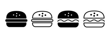 Burger ikon logo tasarımı. Hamburger ve sembol. hamburger