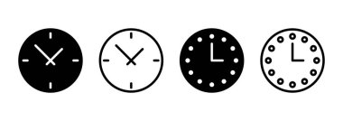 Saat simgesi logosu tasarımı. Zaman işareti ve sembol. saat simgesi