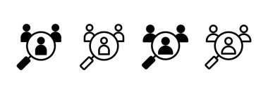 Simge logosu tasarımı işe alınıyor. Arama işi boşluk işareti ve sembol. İnsan kaynakları konsepti. İşe alım.