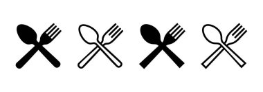 kaşık ve çatal simgesi logosu tasarımı. kaşık, çatal ve bıçak ikonu vektörü. Restoran işareti ve sembolü