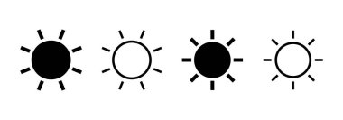 Güneş simgesi logosu tasarımı. Parlaklık işareti ve sembol