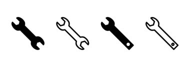 Anahtar simgesi logosu tasarımı. Tamir ikonu. araç işareti ve sembol