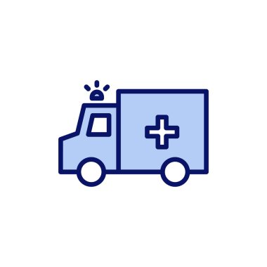 Ambulans simgesi vektörü. Ambulans kamyonu işareti ve sembol. Ambulans arabası