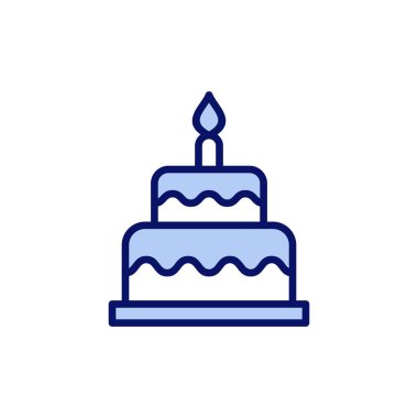 Kek simgesi vektörü. Pasta işareti ve sembol. Doğum günü pastası simgesi