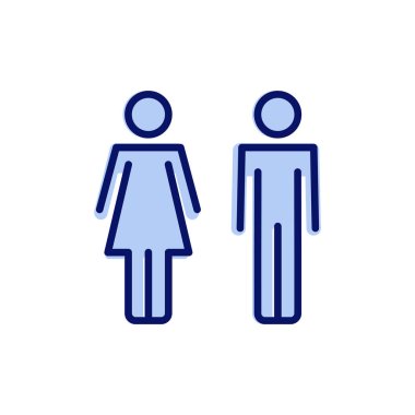 Erkek ve kadın ikon vektörü. Erkek ve dişi işareti ve sembol. Kızlar ve oğlanlar