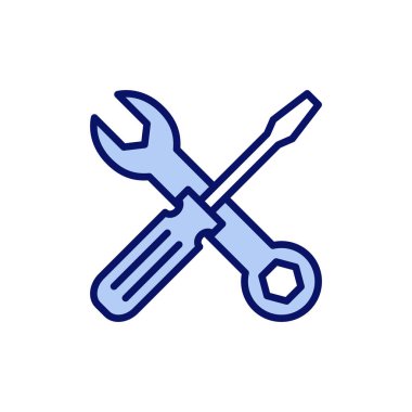 Alet ikon vektörünü onar. araç işareti ve sembol. Simge ayarlanıyor. İngiliz anahtarı ve tornavida. Servis