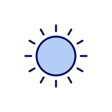 Güneş ikonu vektörü. Parlaklık işareti ve sembol