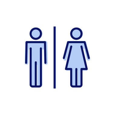 Tuvalet ikonu vektörü. Kızlar ve erkekler tuvaletleri imzalar ve simgeler. Banyo tabelası. wc, tuvalet