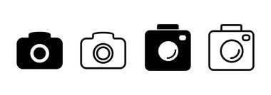 Kamera simgesi logosu tasarımı. Fotoğraf makinesi işareti ve sembol. fotoğrafçılık simgesi.