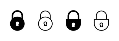 Simge logo tasarımını kilitle. Asma kilit işareti ve sembol. Şifreleme simgesi. Güvenlik sembolü