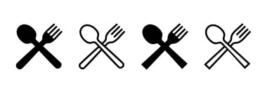 kaşık ve çatal simgesi logosu tasarımı. kaşık, çatal ve bıçak ikonu vektörü. Restoran işareti ve sembolü