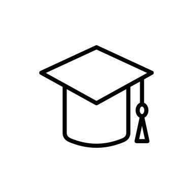 Uygulamalar ve web siteleri için eğitim simgesi. Mezuniyet şapkası işareti ve sembol. Mezun olmak. Öğrenci şapkası