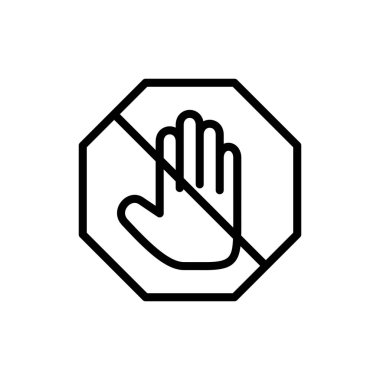 Uygulamalar ve web siteleri için simge simgesini durdur. Dur tabelası. Dur işareti ve sembol. Kırmızı tabelayı elle girmeyin