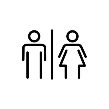 Uygulamalar ve web siteleri için tuvalet simgesi. Kızlar ve erkekler tuvaletleri imzalar ve simgeler. Banyo tabelası. wc, tuvalet