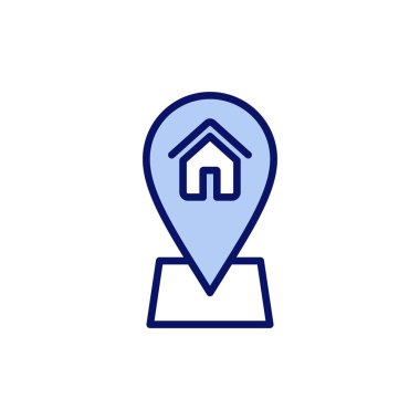 Adres simgesi vektörü. Ev işareti ve sembol. nokta