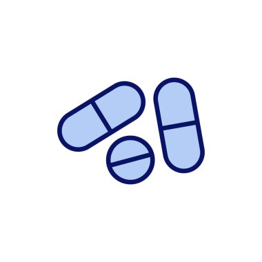 İlaç ikon vektörü. Kapsül simgesi. Uyuşturucu işareti ve sembol