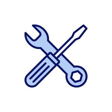 Alet ikon vektörünü onar. araç işareti ve sembol. Simge ayarlanıyor. İngiliz anahtarı ve tornavida. Servis