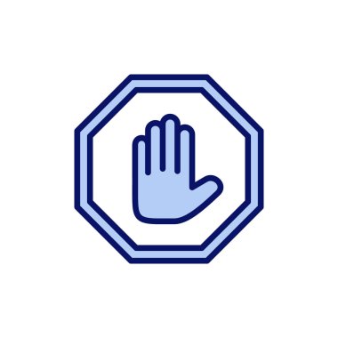 Simge vektörünü durdur. Dur tabelası. Dur işareti ve sembol. Kırmızı tabelayı elle girmeyin