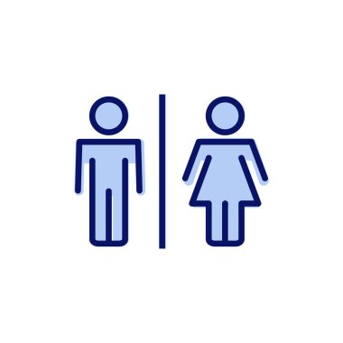 Tuvalet ikonu vektörü. Kızlar ve erkekler tuvaletleri imzalar ve simgeler. Banyo tabelası. wc, tuvalet