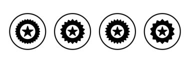 Rozet simgesi logosu tasarımı. Ödül ikon vektörü. İşaret ve sembollere ulaşın. Damga