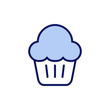 Kek ikonu vektörü. Kap kek işareti ve sembol