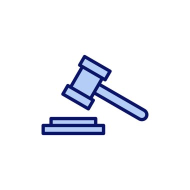 Gavel ikon vektörü. Yargıç tokmak işareti ve sembol. Kanun simgesi. Açık arttırma çekici