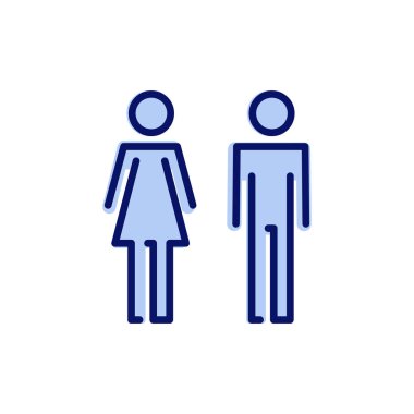 Erkek ve kadın ikon vektörü. Erkek ve dişi işareti ve sembol. Kızlar ve oğlanlar
