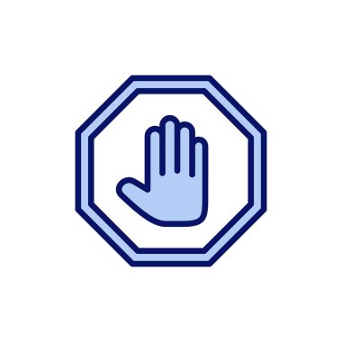 Simge vektörünü durdur. Dur tabelası. Dur işareti ve sembol. Kırmızı tabelayı elle girmeyin