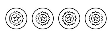 Rozet simgesi logosu tasarımı. Ödül ikon vektörü. İşaret ve sembollere ulaşın. Damga