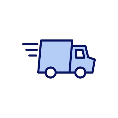 Teslimat kamyonu ikon vektörü. Teslimat kamyonu işareti ve sembol. Hızlı dağıtım simgesi gönderiliyor