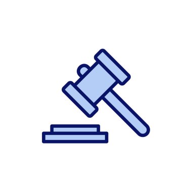 Gavel ikon vektörü. Yargıç tokmak işareti ve sembol. Kanun simgesi. Açık arttırma çekici